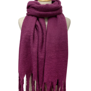 Plain bright tassel blanket scarf - Purple